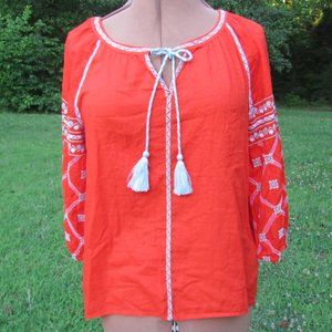 Crown & Ivy Orange Boho Top